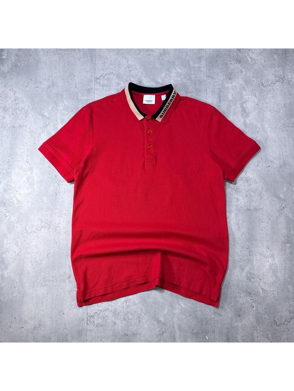 Y2K Burberry Neck Logo 00s Red Polo Shirt